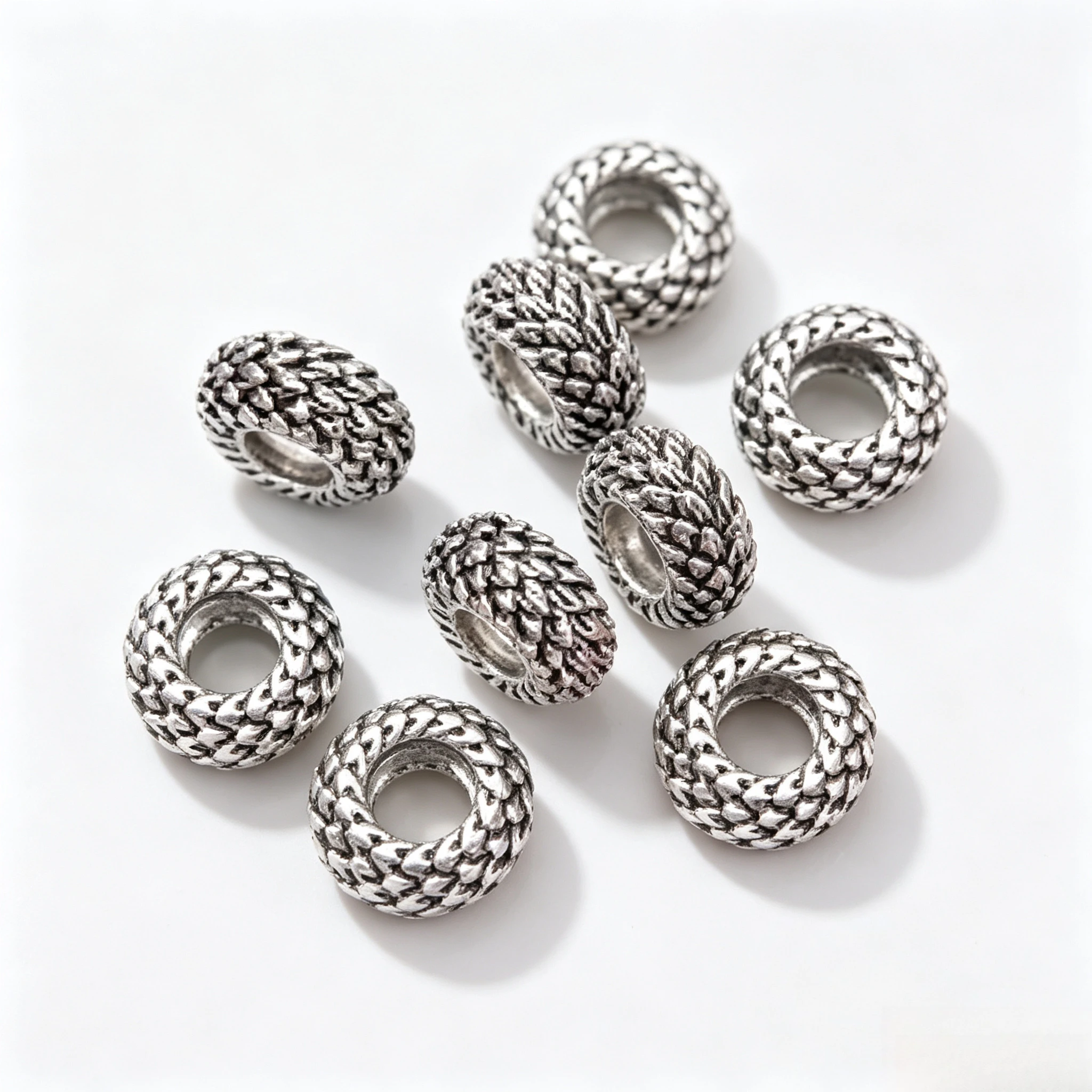 China Chic Loong Pattern Big Hole Metal Beads 11.5mm Dragon Scale Funky Jewelry Spacers Separation DIY Jewelry Crafts