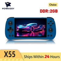 POWKIDDY X55 5.5 INCH 1280*720 IPS Screen RK3566 Handheld Game Console Open-Source Retro Console Children's gifts
