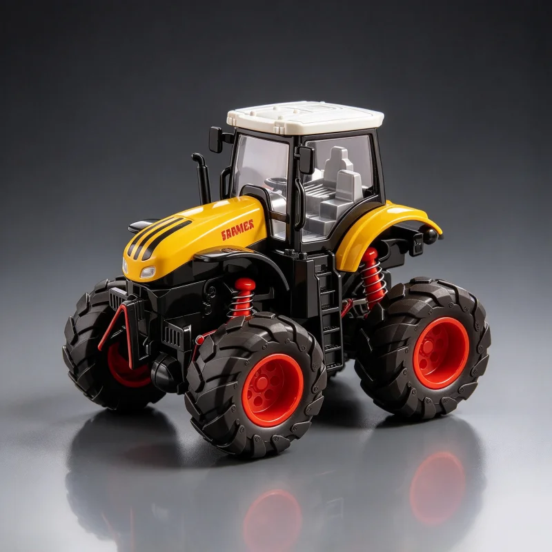 Alloy Farm Tractor Model with Shock Absorbing Large Tires, Static Diecast Vehicle, Desktop Collectible Display Ornament for Home view 4