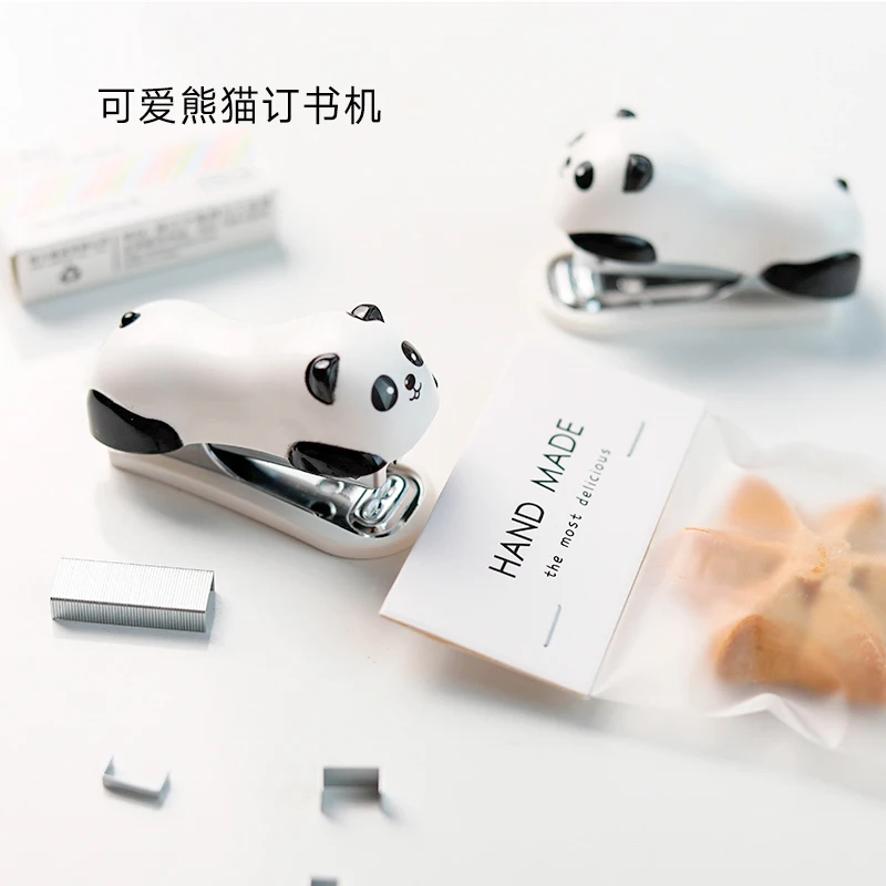 

Набор мини-степлеров с изображением панды, степлер с 1000 шт. No 10 скоб, ручные милые степлеры, офисные школьные переплетные принадлежности