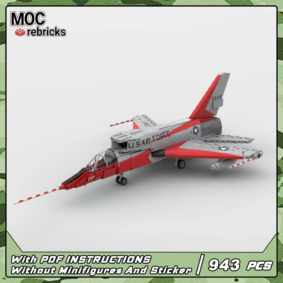 MOC-141725 Military Series Weapons 1:35 Scale F-107 Building Block Aircraft DIY Model Assemble Education Brick Toys 943PCS Gifts