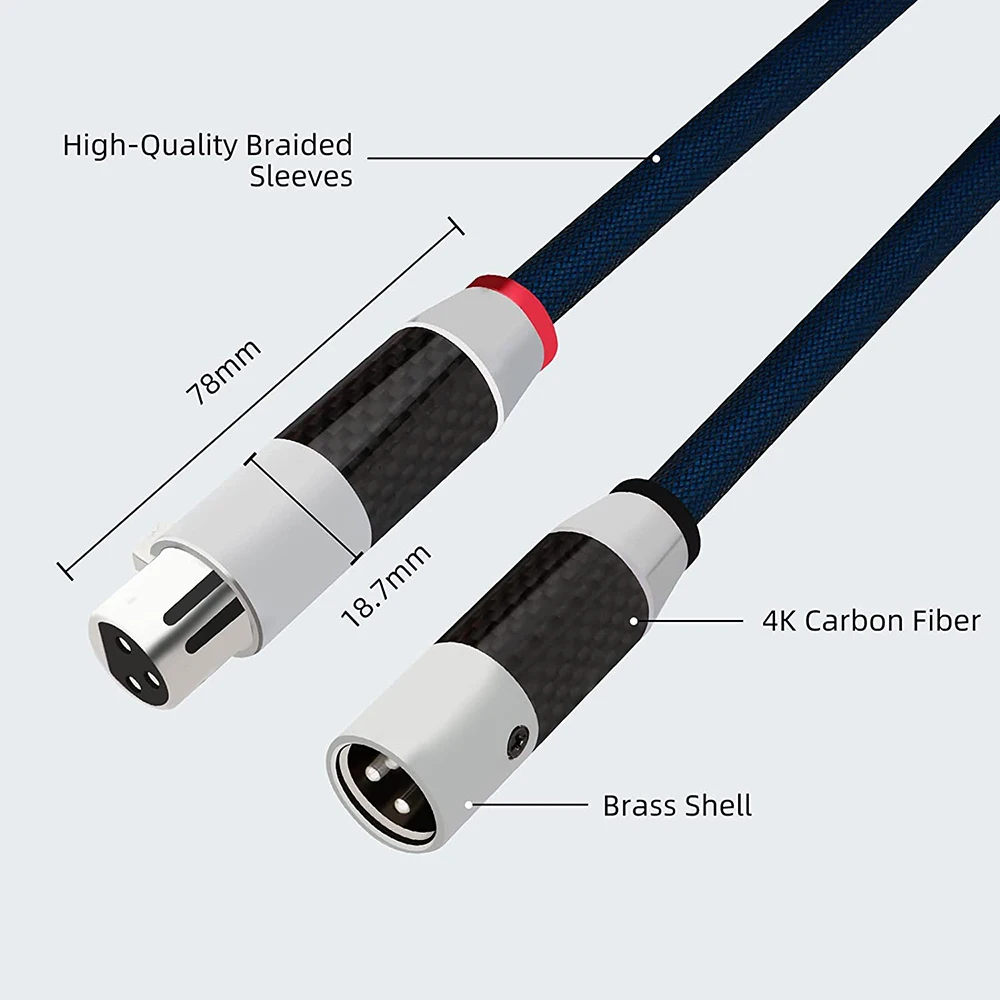 Cable de interconexión XLR de alta pureza, Latón chapado en plata de alta gama, 3 pines, XLR 2 macho a 2 hembra, líneas equilibradas de Audio/video, X405 pares