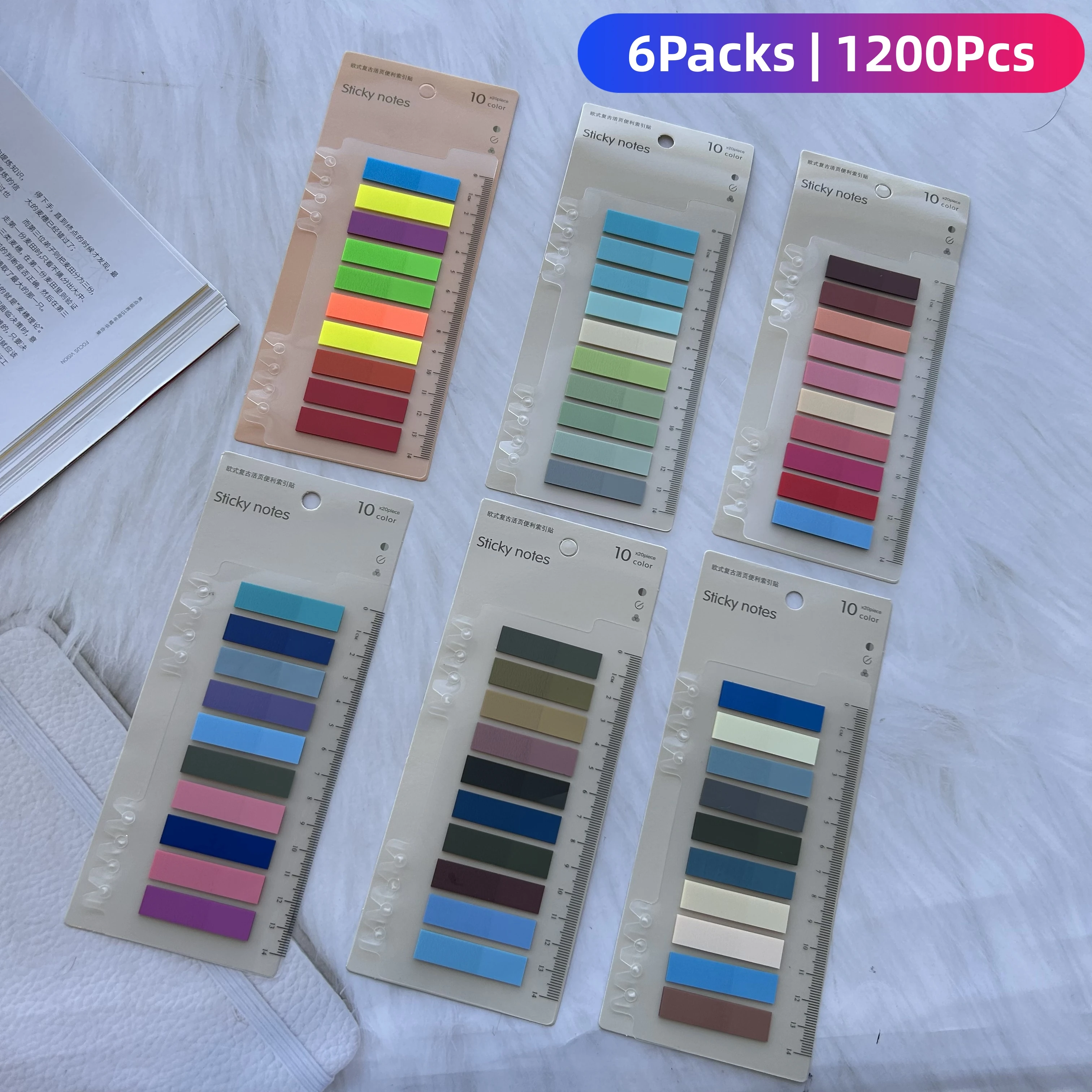 

Цветные самоклеящиеся стикеры, 1200 листов, для заметок, закладок и маркировки страниц, для офиса и школы, маркеры-стикеры