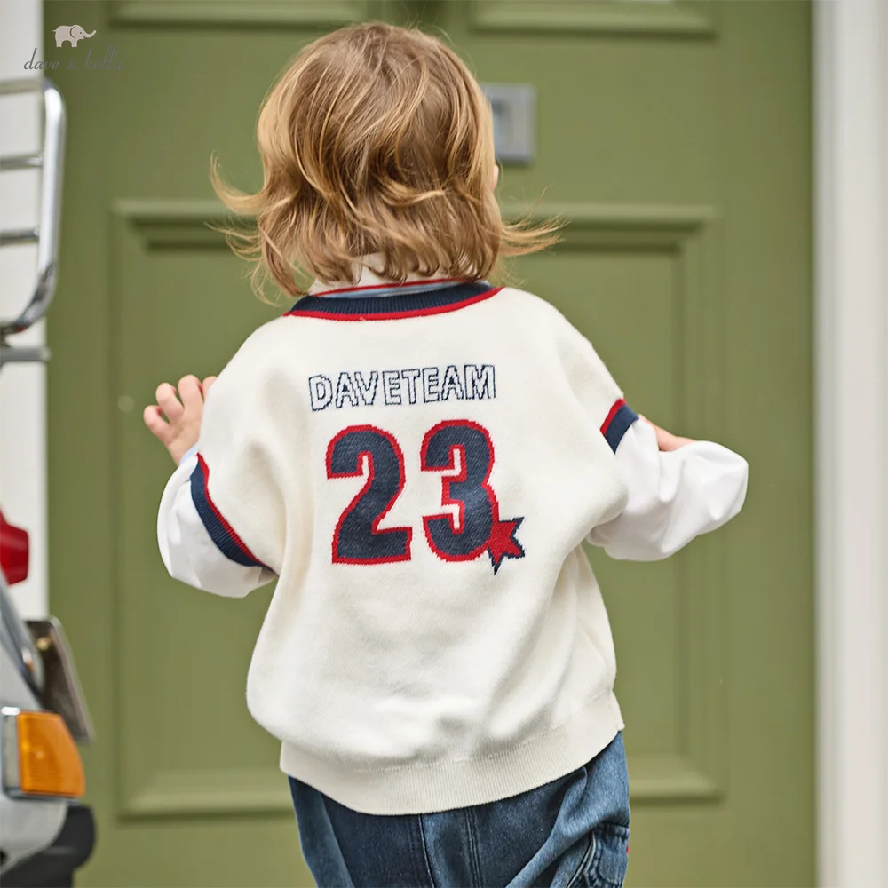 

Dave Bella Children Knitted Vest Boys Clothes Autumn Spring Kids Pure Cotton Waistcoat Sleeveless Baby Cozy Pullover DB1260501