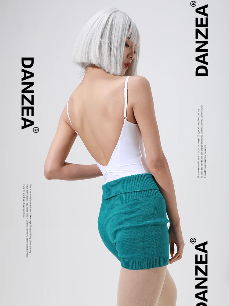 سروال رقص باليه دافئ محبوك من دانزيا، ملابس تدريب قصيرة للنساء للرقص، بدلة تدريب للرياضيين، ملابس رقص حديثة