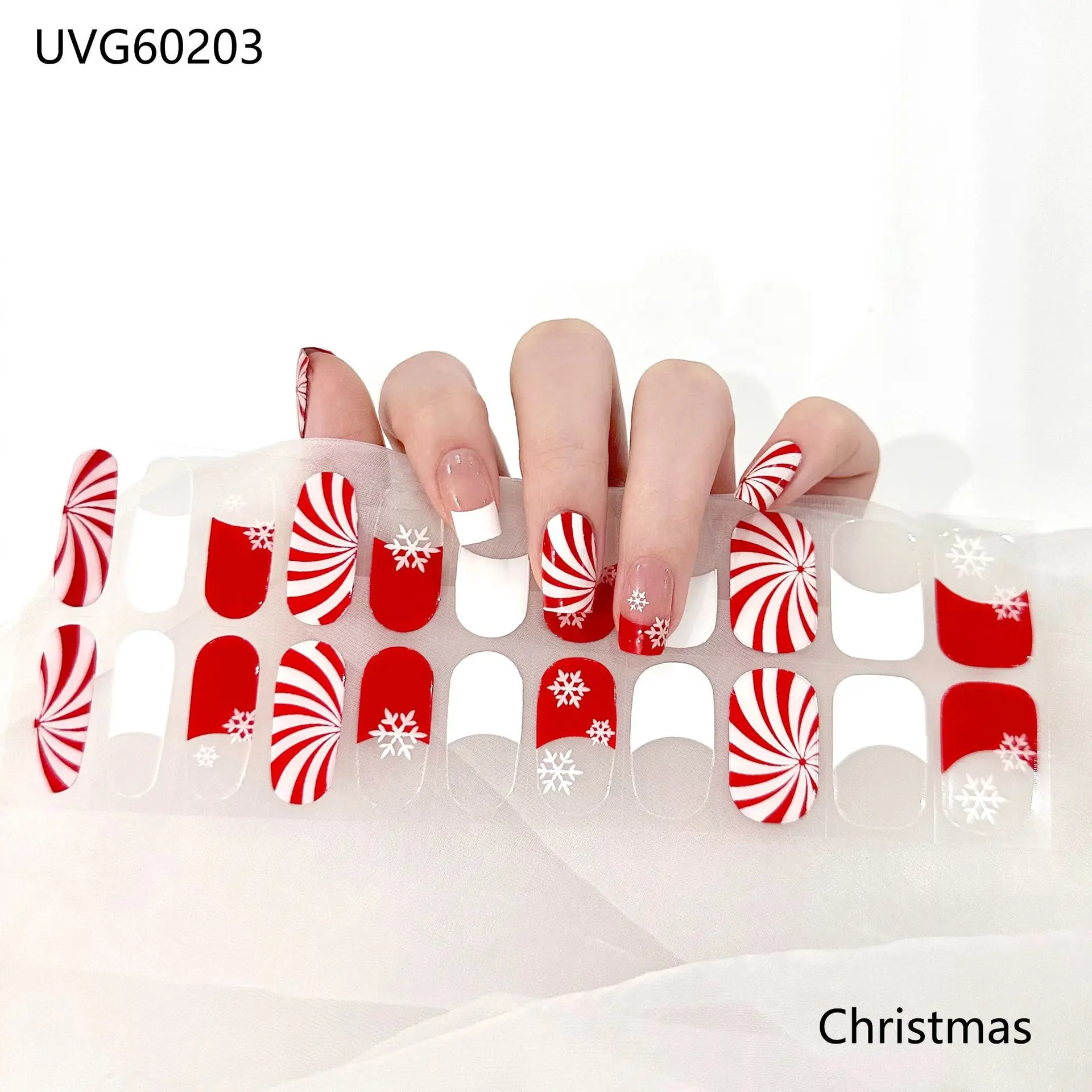 Semi Cured Nail Sticker UV Led Lamp Harder Glitter Christmas Snow Flake Nail Decals Waterproof Nail Stickers Nail Manicure