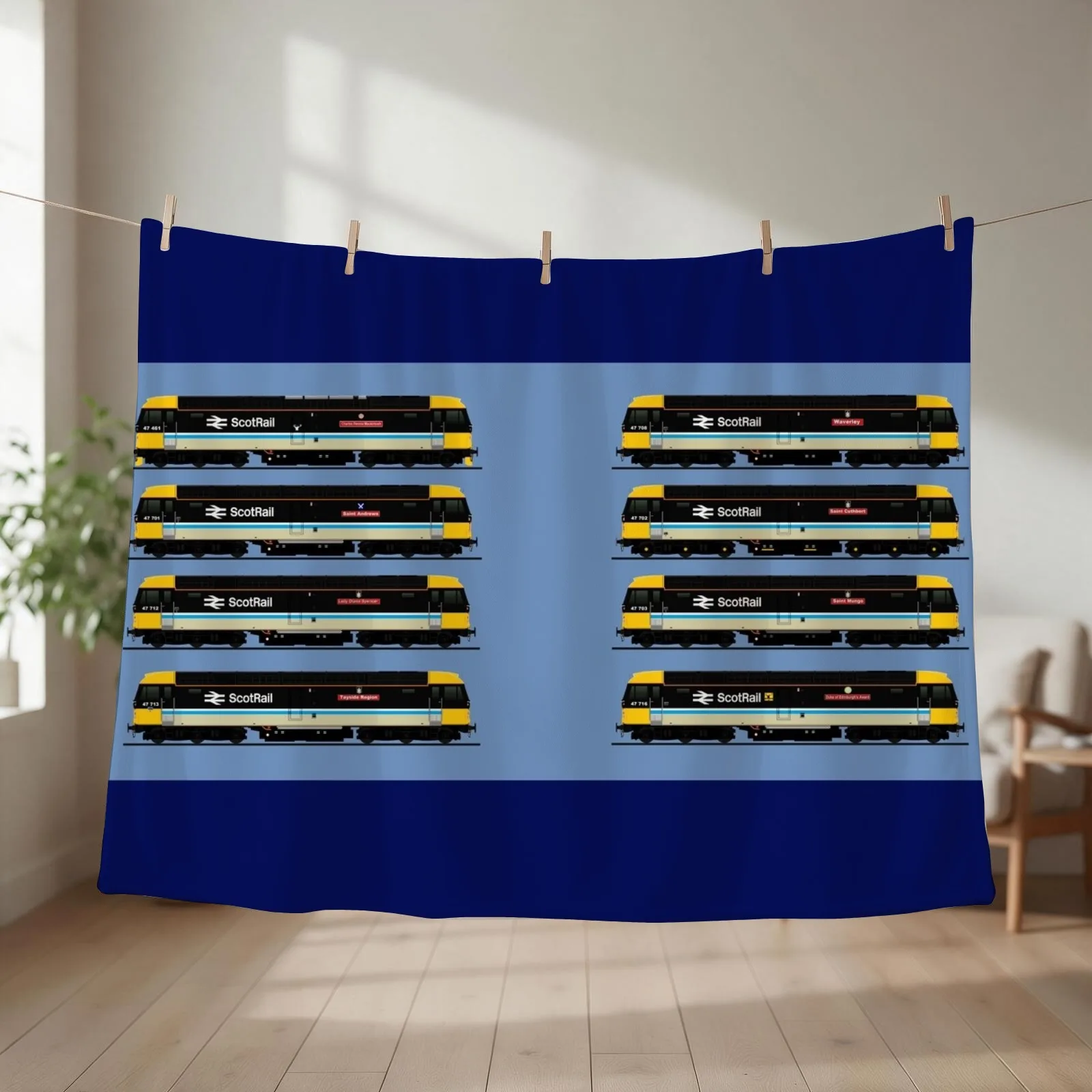 ScotRail Class 47 Locomotives Throw Blanket couch cozy soft plush fuzzy picnic outdoor blanket