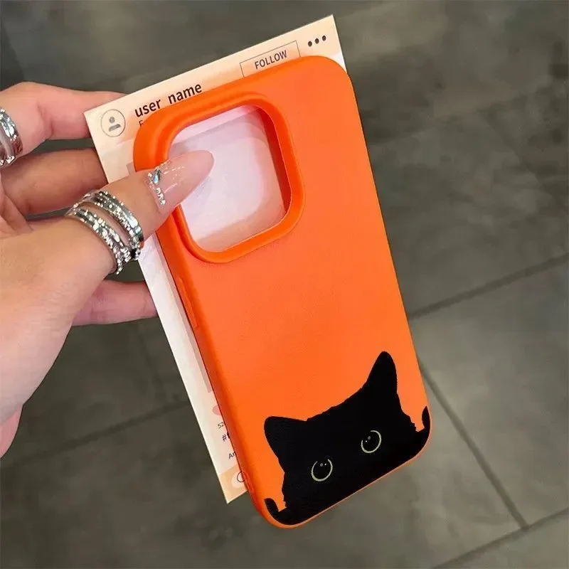 DMAWMJ 귀여운 고양이 충격 방지 휴대폰 케이스, 아이폰 16 프로 맥스 15 14 플러스 13 11 12 후면 커버, 아이폰 xr xs max x 쉘 범퍼