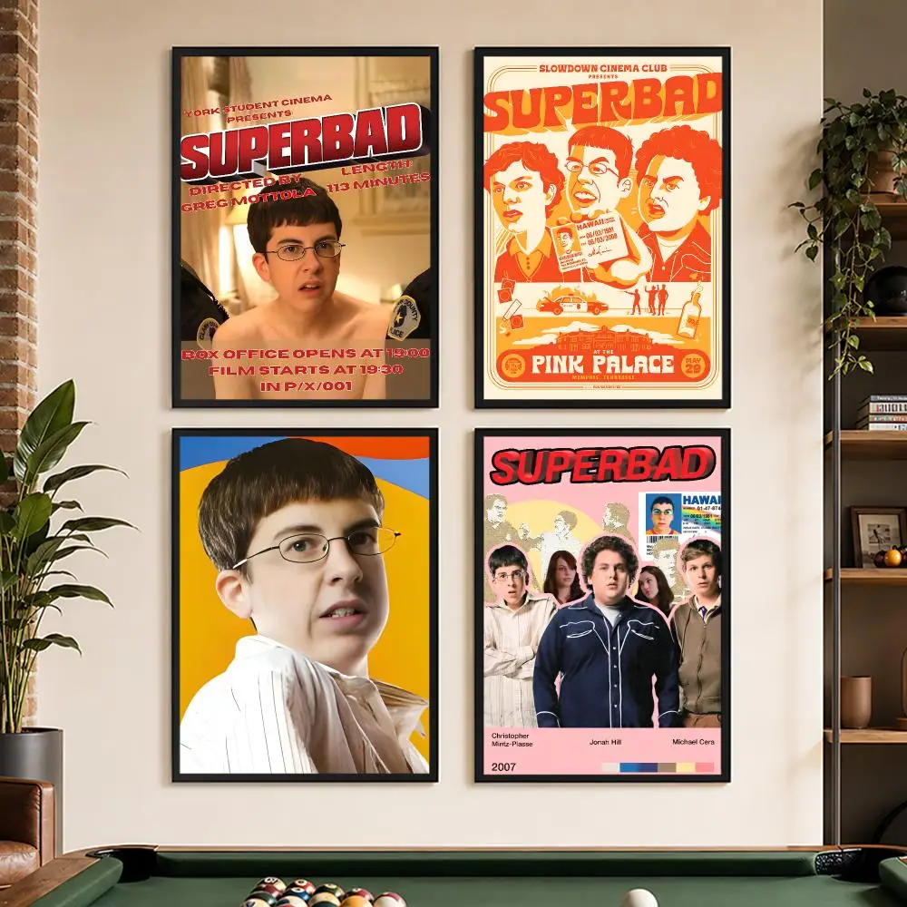 Movie S-Superbad Poster Peel And Stick Matte Self Adhesive PVC Waterproof Removable Frameless Bedroom Living Room