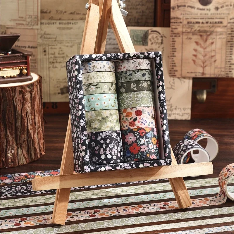 12 Rolls Vintage Floral Washi Tape Set DIY Colored Decorative Masking Tape Notebook Diary Bullet Journaling Wrapping Supplies