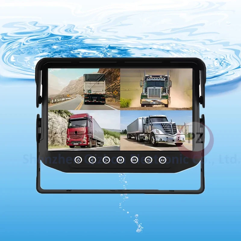 7 Inch IPS Split Screen 1080P 1200TVL Waterproof 1/2/4CH Monitor Night View Reverse Camera Kit for Trucks Front Rear Views