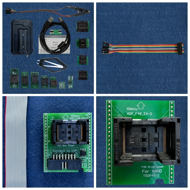 XGecu T48 [TL866-3G] Obsługa programatora 34000+ ICS dla EPROM/MCU/SPI/Nor/NAND Flash/EMMC/Tester IC +14 części + inne adaptery