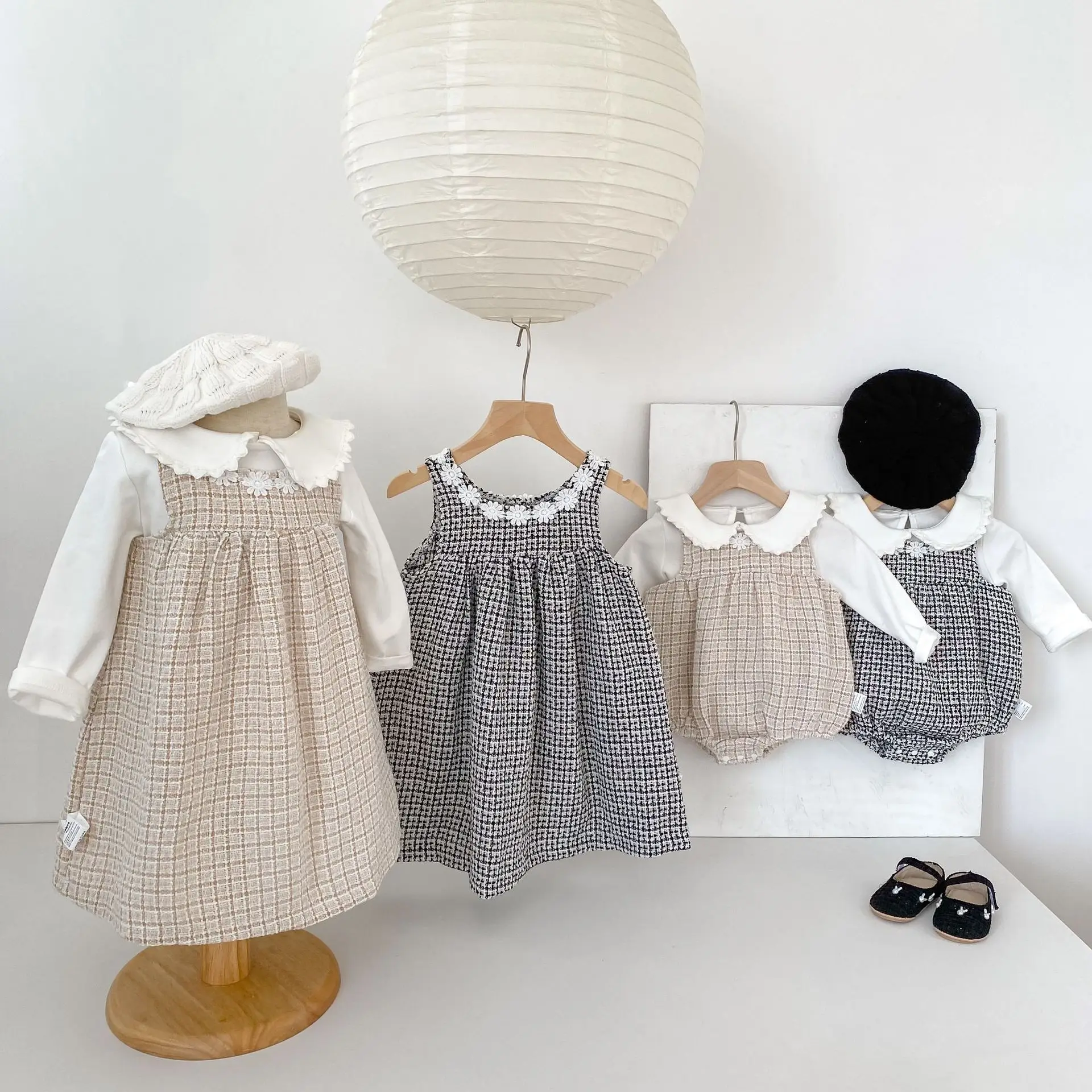 2026 Spring New Baby Girl Sleeveless Sling Bodysuit Infant Cute Flower Strap Jumpsuit Cotton Girls Vest Dress Sisters Clothes
