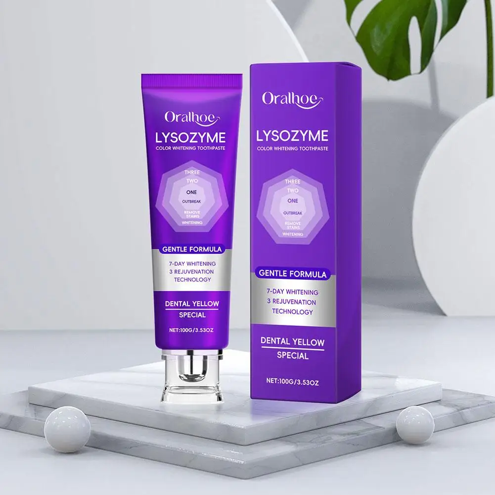 معجون أسنان مبيض أرجواني من أورالهو ينظف الأسنان ويزيل البلاك ويقوي المينا ويمنع التجاويف وحساسية الأسنان