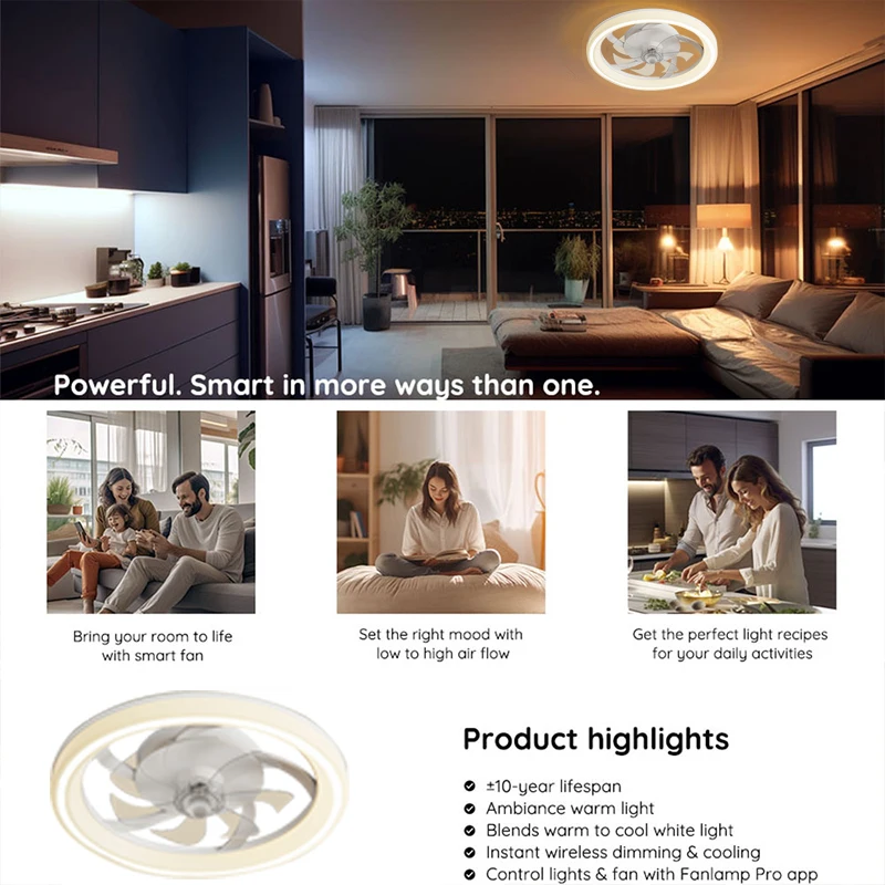 مراوح السقف الحديثة مع أضواء لغرفة النوم بيع شعبية أضواء غرفة المعيشة التحكم عن بعد APP المشجعين لديكور المنزل مروحة كهربائية