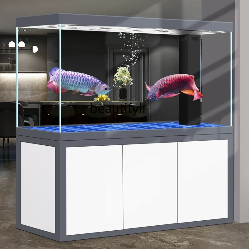 X188 مرشح سفلي لخزان الأسماك التنين، خزان أسماك زجاجي أبيض للغاية، غرفة معيشة كبيرة، حوض سمك بيئي خالي من الماء
