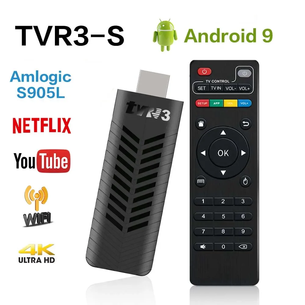 

Hot TVR3-S ATV Mini TV Stick Amlogic S905L Quad-core Android 9 Support Netflix 4K HD Video Multi-language Streaming media player