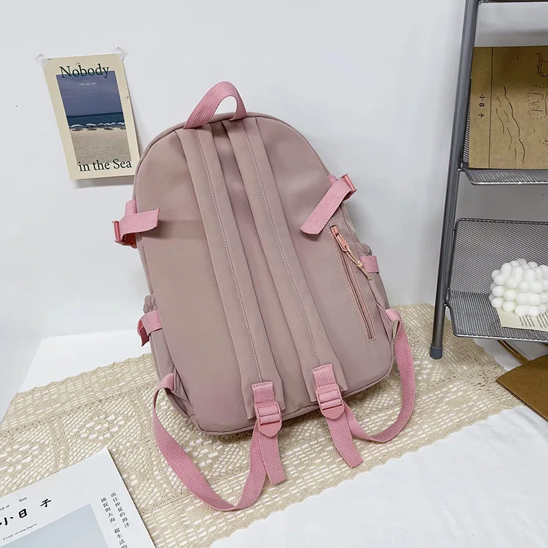 Sac à Dos Mignon avec Danemark ge et Pendentif en Peluche pour Adolescente, Accessoire d'École Kawaii de Grande Capacité