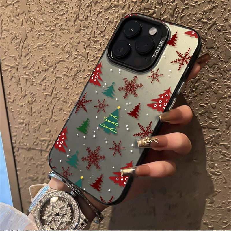 حافظة هاتف من مادة البولي يوريثان الحراري المطلية بالليزر لعيد الميلاد، مناسبة لهاتف آيفون 17 إير برو ماكس آيفون 16 15 14 13 12 11 XS Xr X 7 8 12/13 Mini Plus Pro Max Se هدية عيد ميلاد/عيد الحب/صديقة