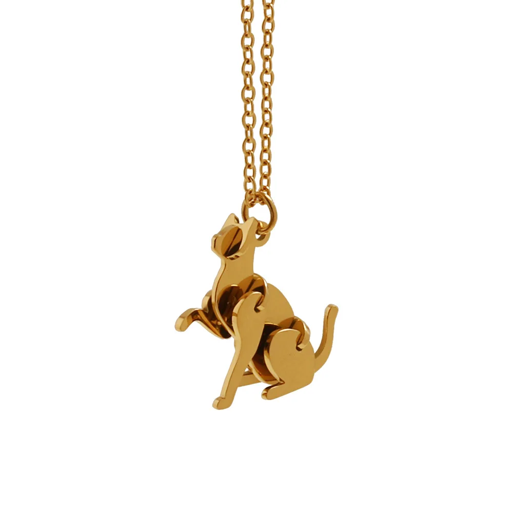 New 316L Stainless Steel Building Block Cats Dogs Pendant Necklace 2024 Rust Proof Exquisite Daily Chic Women Waterproof Jewelry