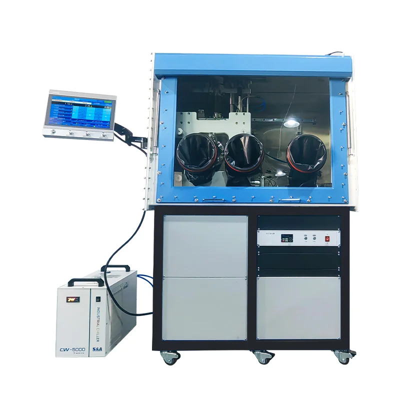 Three-source thermal evaporation coater with single-station glove box for lab