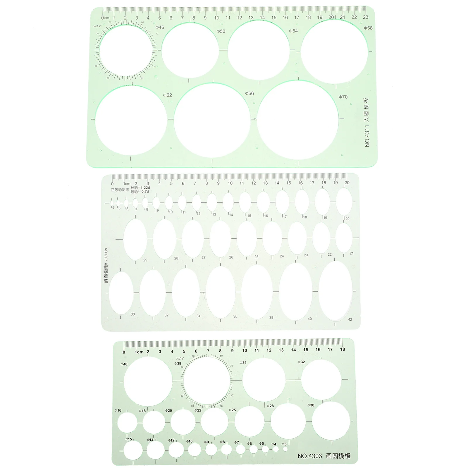 3Pcs Students Drawing Tools Plastic Rulers Geometry Stencils Templates for Technical Drawing Drafting Rulers for School