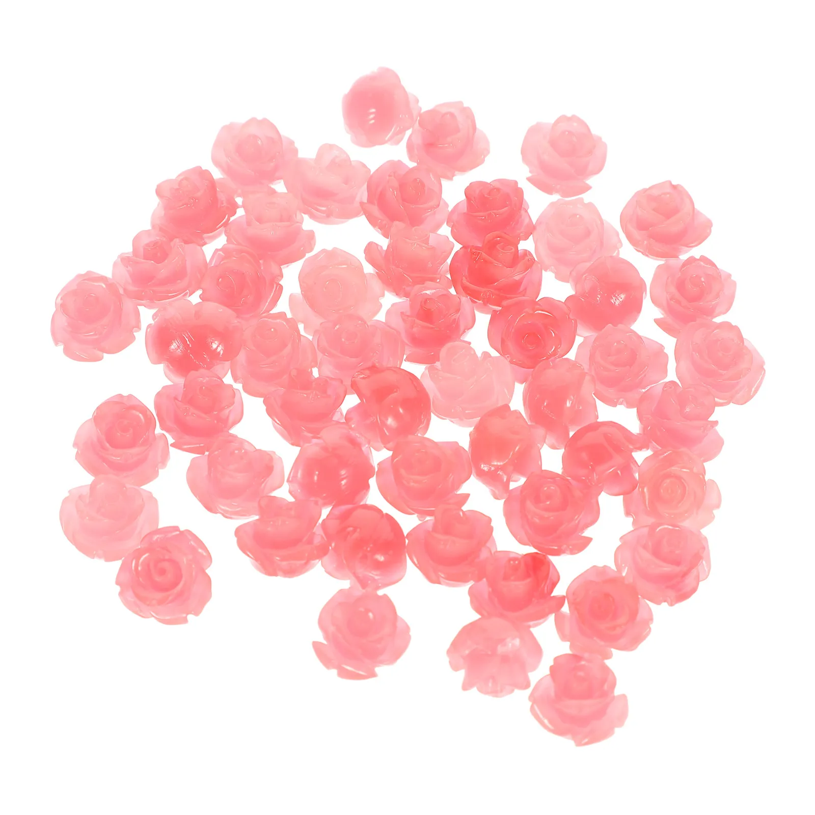 

50Pcs Rose Colored Shell Beads Carved Floral Pattern Prayer Beads Ideal for DIY Bracelet Making Jewelry Crafting Rose Bead