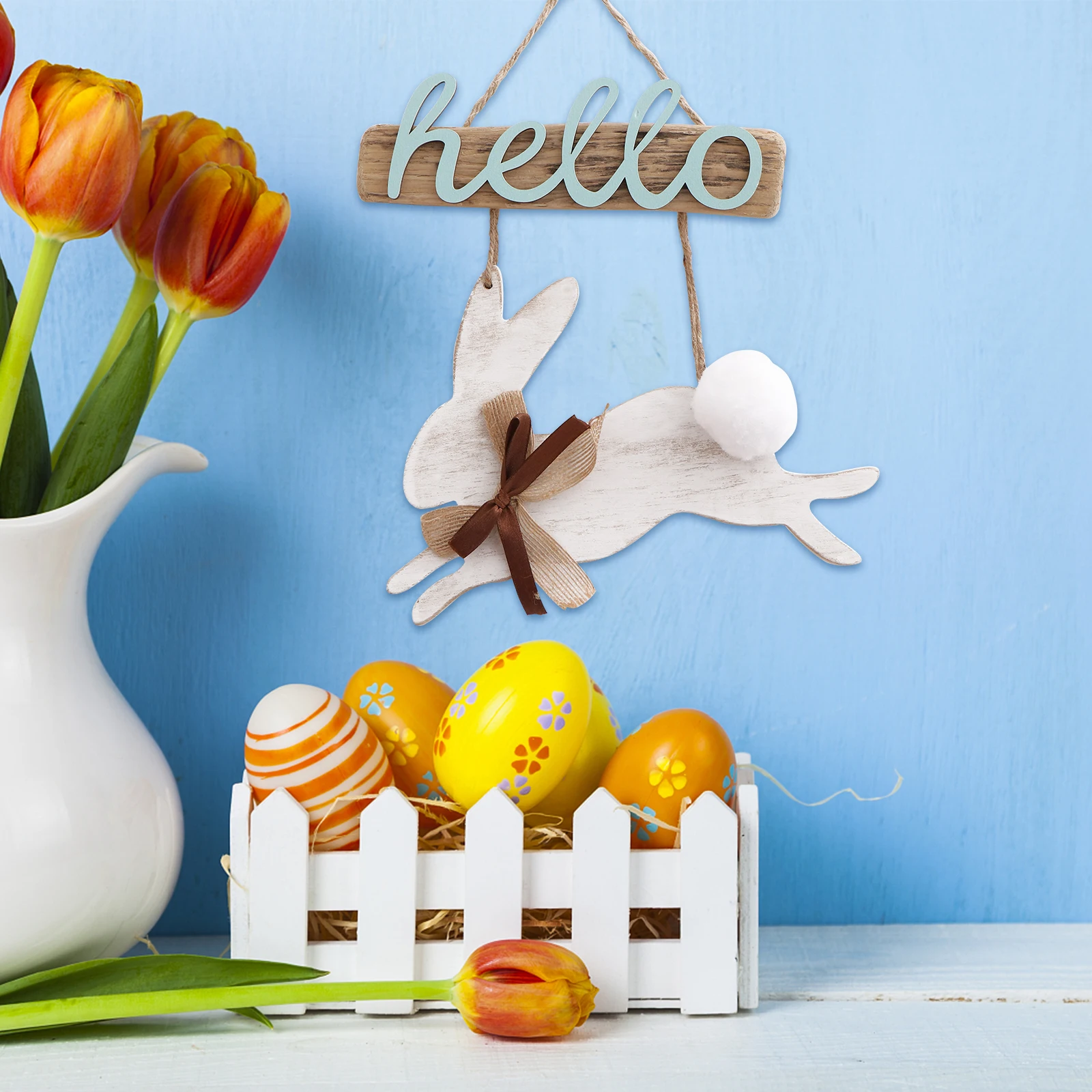 

Bunny naments Wooden Decorative Hangings for Easter Party Home Shop DIY Art Crafts Kids Toy Adorable Creative Easter Supply