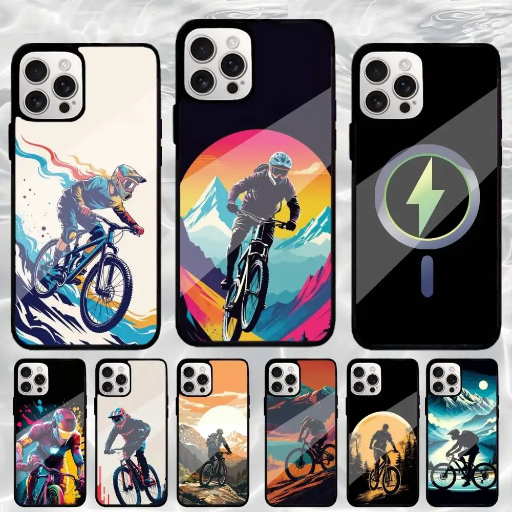 

MTB M-Mountain Bike Cycling Bicycle Phone Case For iPhone17,16,15,14,13,12,11 Plus,Pro Max Magnetic Magsafe Wireless Charging