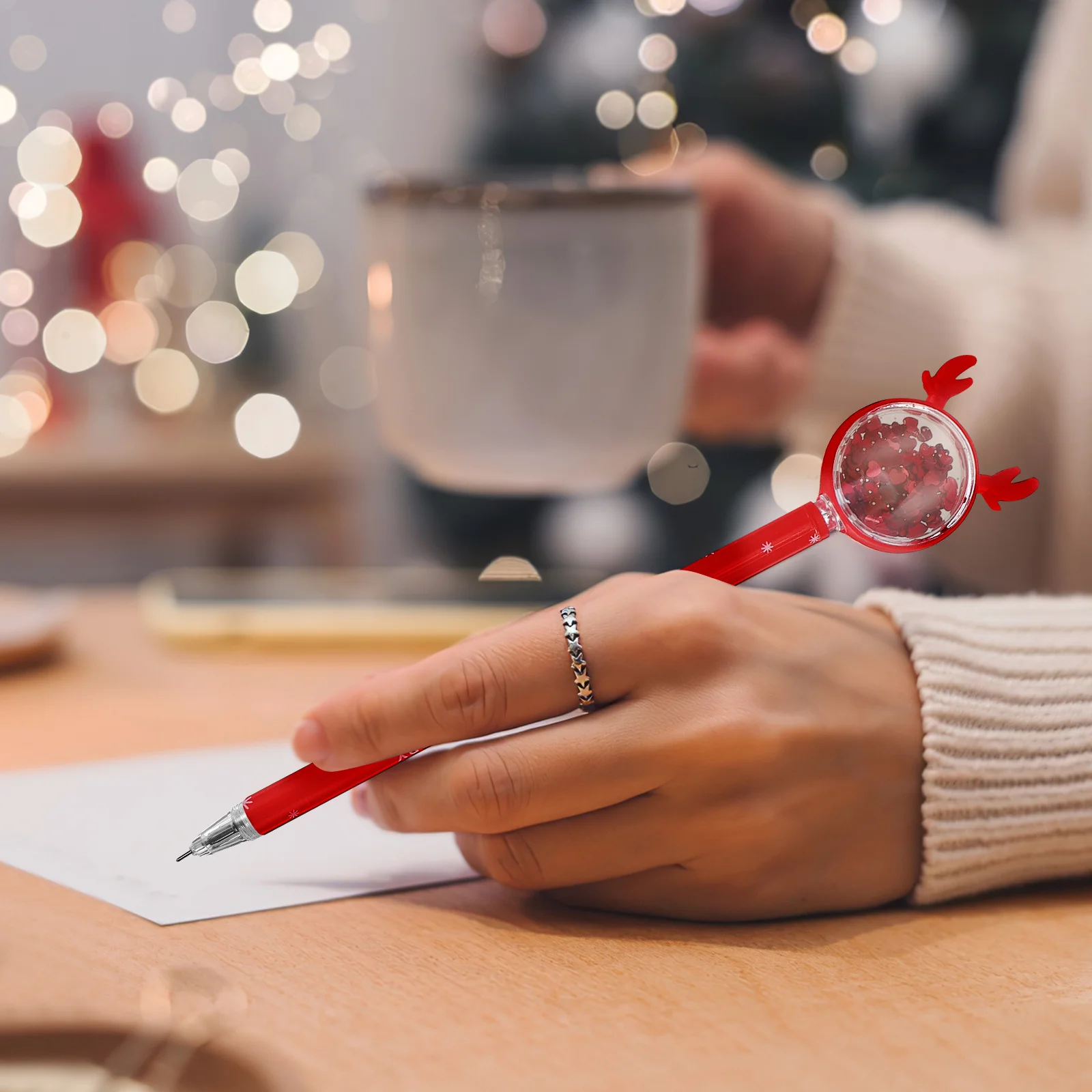 

36pcs Christmas Elk Gel Pens Shiny Sequin Toppers Multicolor Smooth Writing Reusable Fine Point Pens For Office School