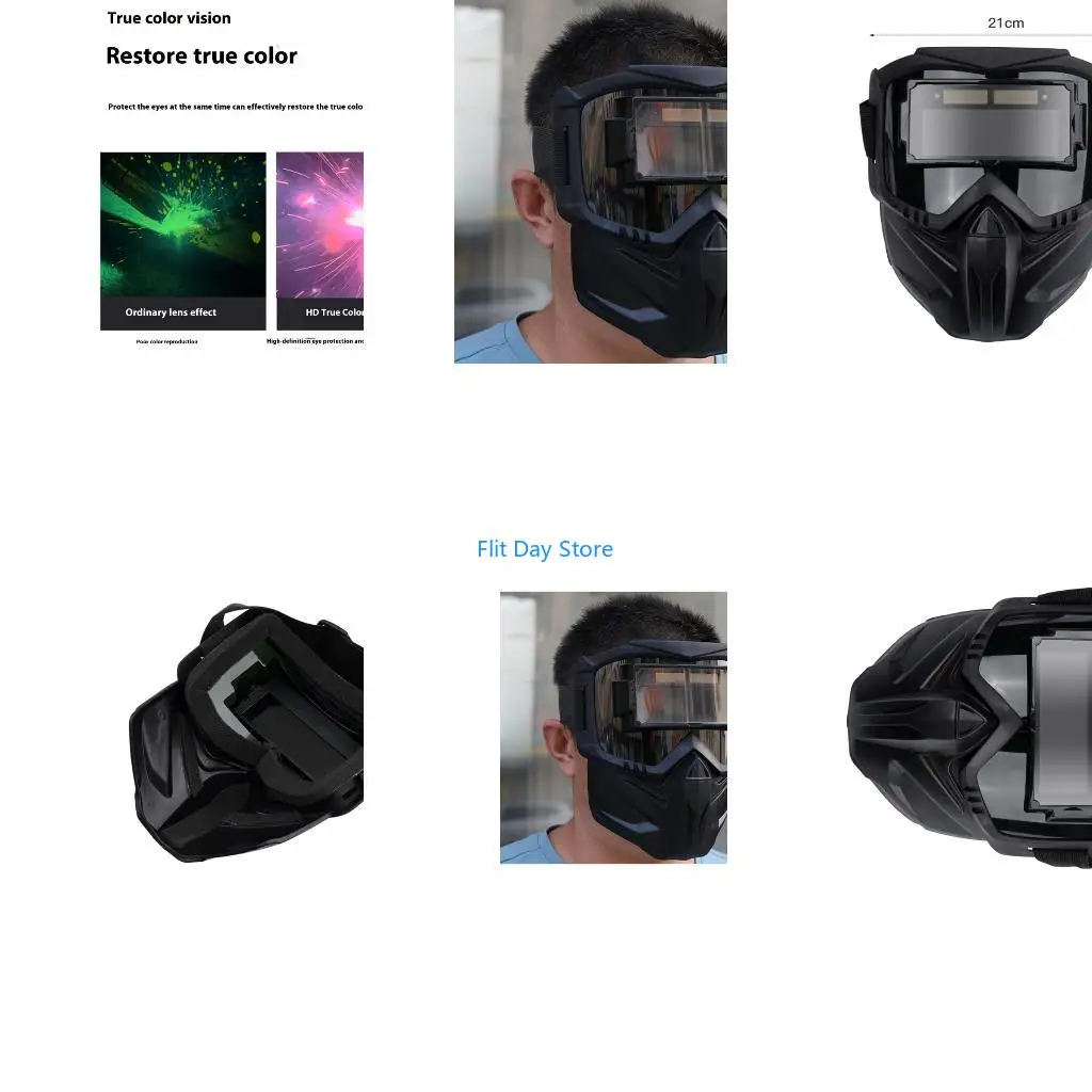 F92C Modular Welding Helmet With Changeable Auto Dimming Goggles Heat Protective Face Mask Breathable Headgear System