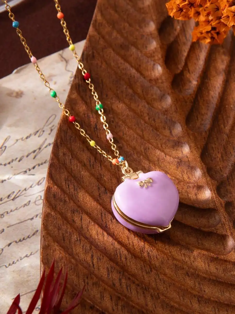 1 collar con colgante en forma de corazón que se puede abrir, color rosa dorado, dulce y lindo, chapado en oro de 18 quilates, minimalista, elegante y delicado, adecuado