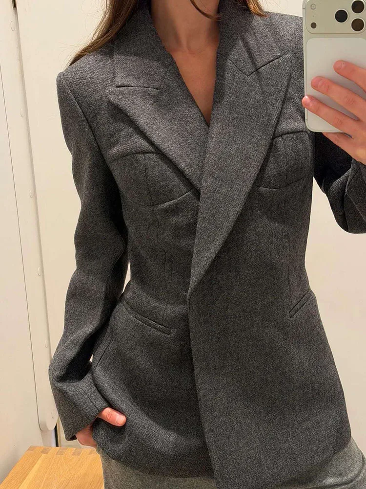 Women's Wool-Blend Blazer, Fashionable and Versatile Jacket, High-Quality Suit, 2026, Fall, New Arrival, Y2K, Corset