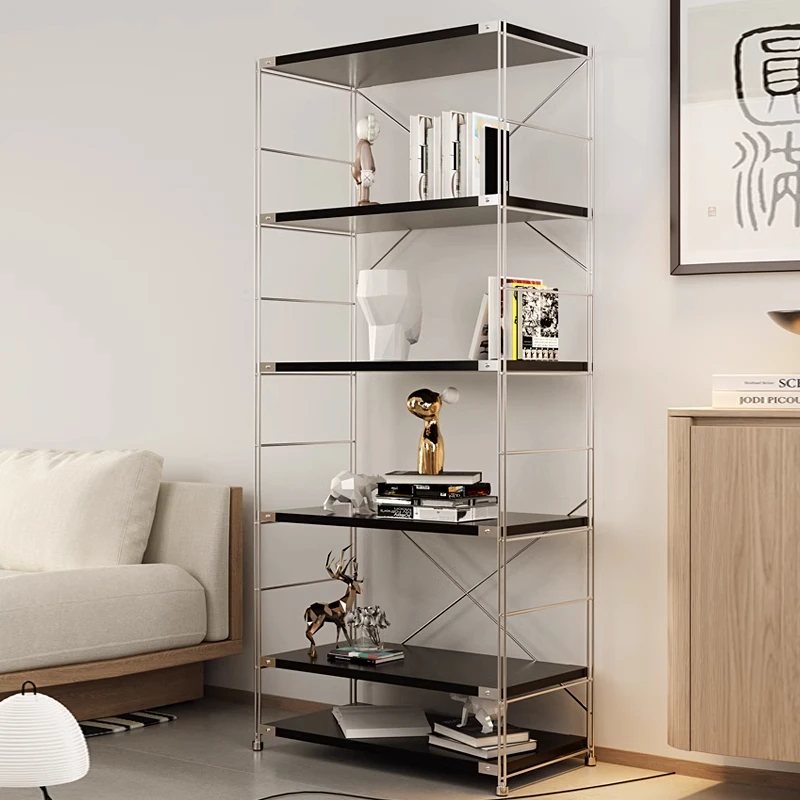 Bibliothèque minimaliste moderne et robuste avec structure en métal