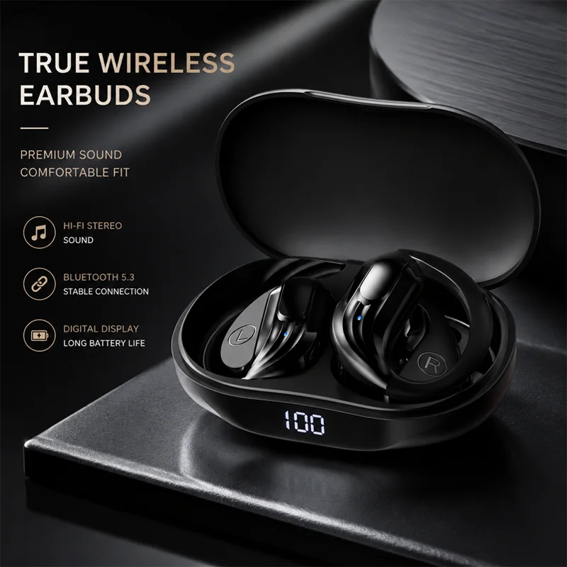 Wholesale Wireless Headphones Bluetooth 5.4 Earphones True with Mic Button Control Noise Reduction Earhooks Waterproof Headset