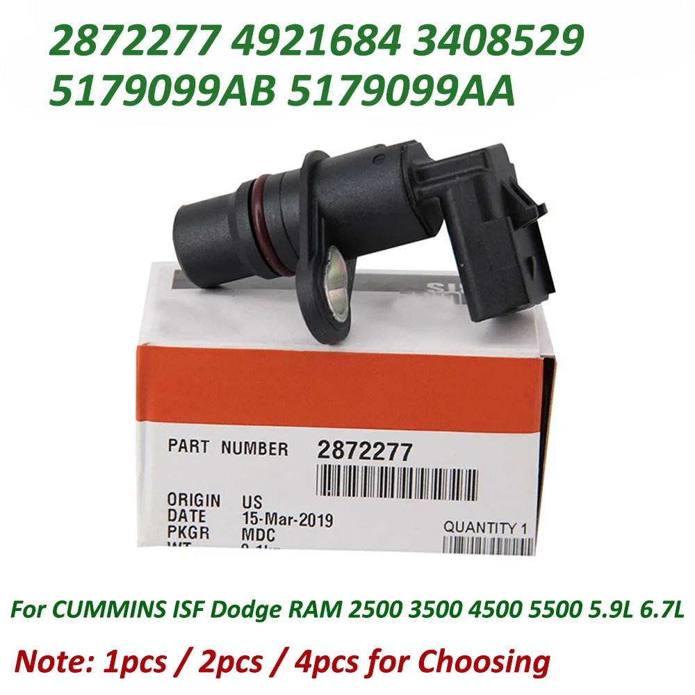 1/2/4Pcs Crankshaft Position Sensor OEM 2872277 4921684 3408529 5179099AB 5179099AA for CUMMINS Dodge RAM 2500 3500 5.9L 6.7L