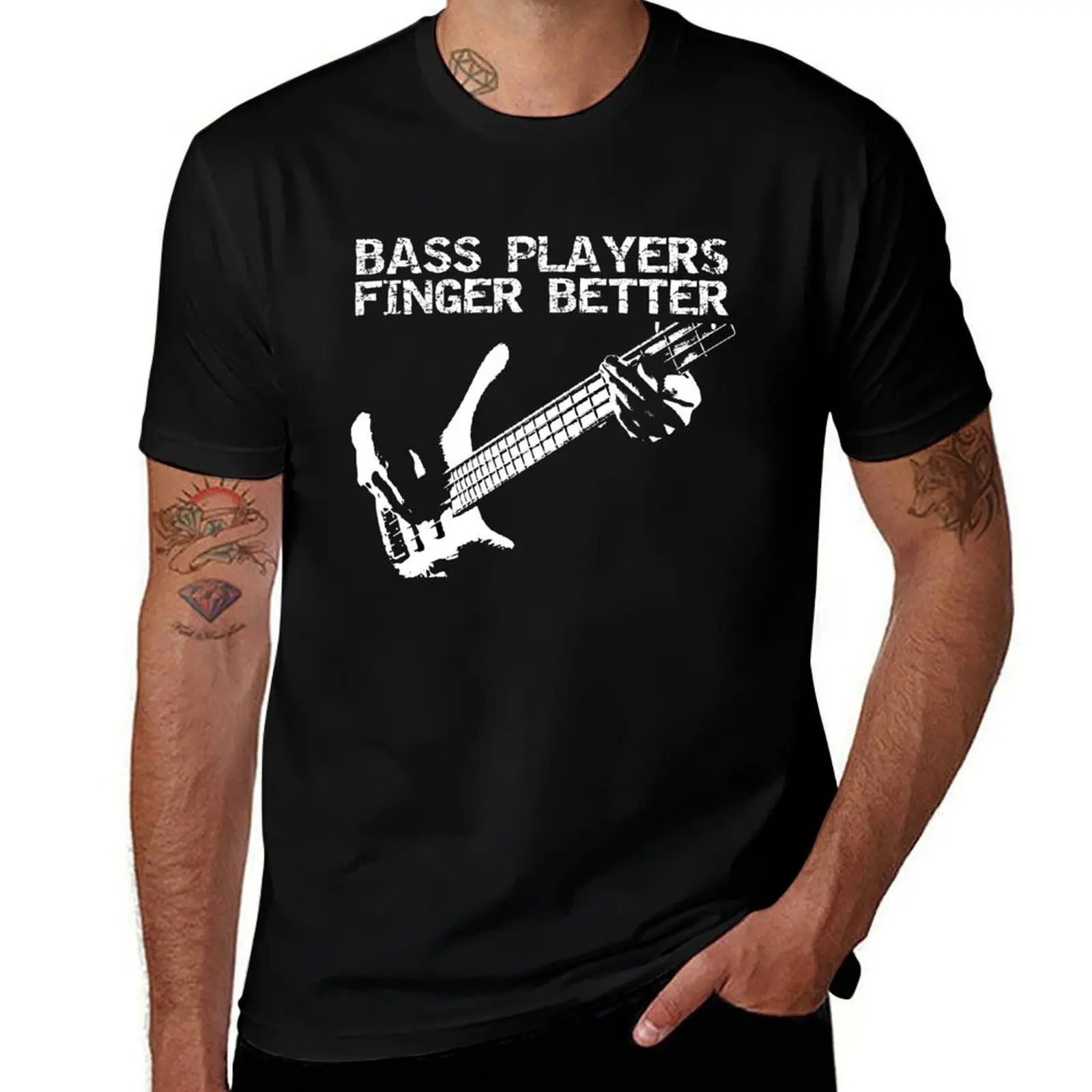 Bass Players Finger Better Shirt Guitar Player Gift T-Shirt Abstract Pattern Print Top
