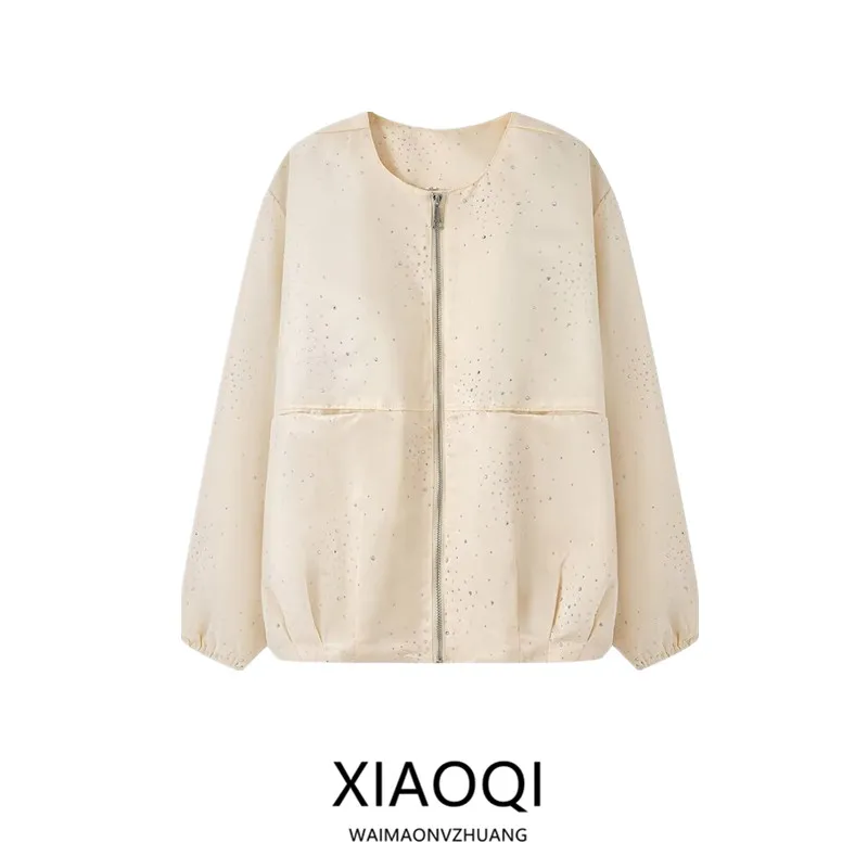 

Странный круглый коврик Ne Jaet, женская верхняя одежда Diamond Embellied, свободный крой, длинный све, осеннее новое поступление