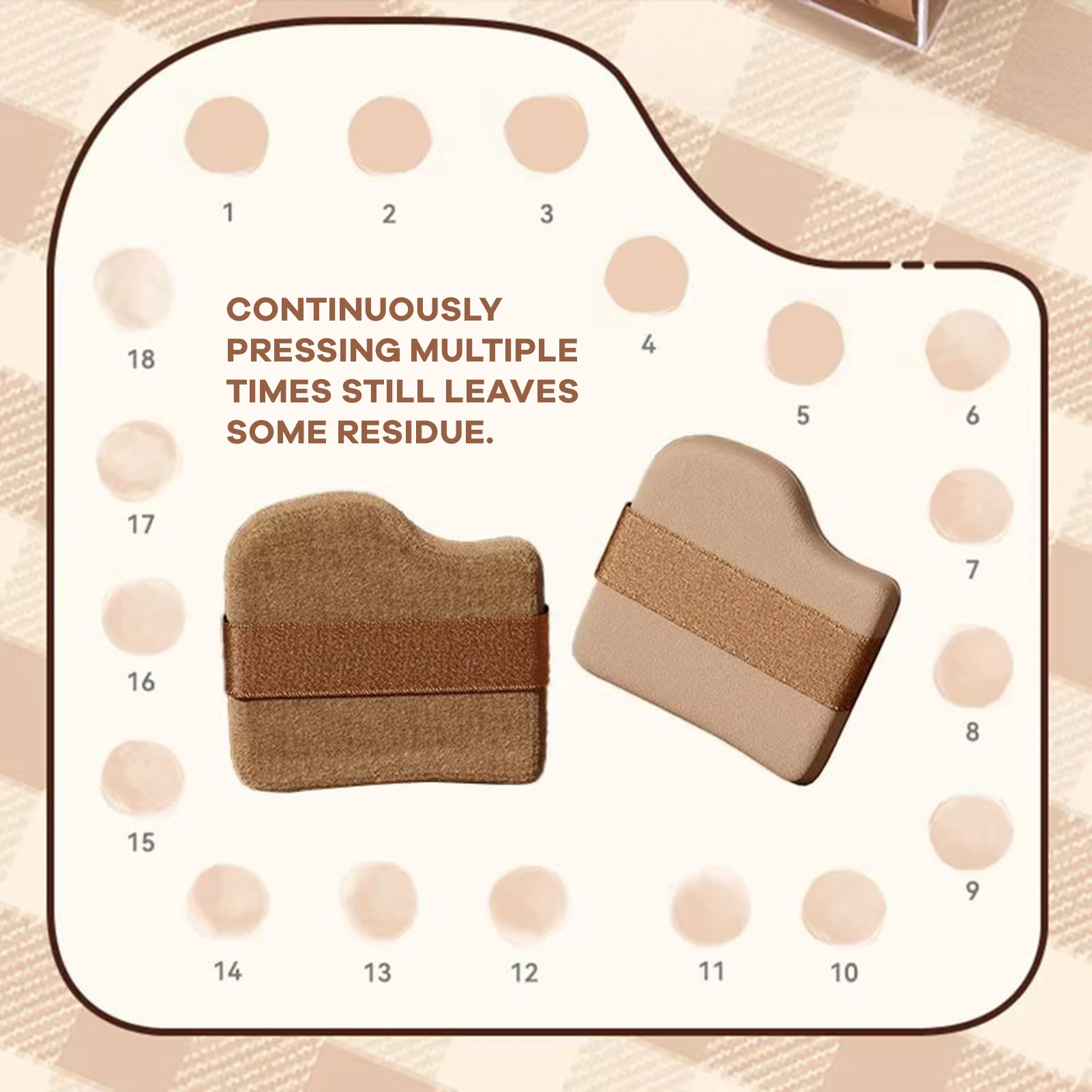 6Pcs Chocolate Cookie Puff Sponge Set - Velvet Powder Puff, Mini Thumb Sponge for Loose Powder & Cushion Foundation