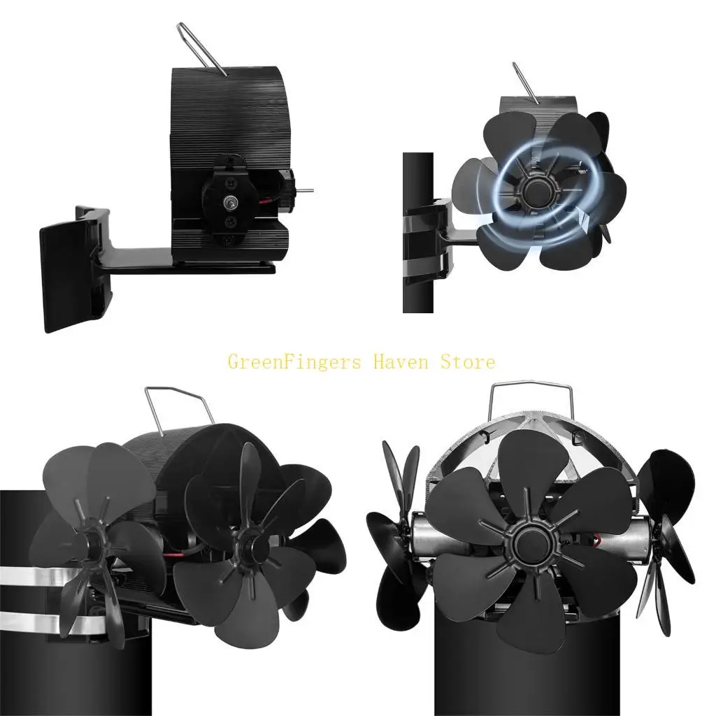 

F68D Вентилятор для камина Вентилятор с тепловым приводом Вентилятор для духовки Вентилятор для печной трубы 3 головки Духовка