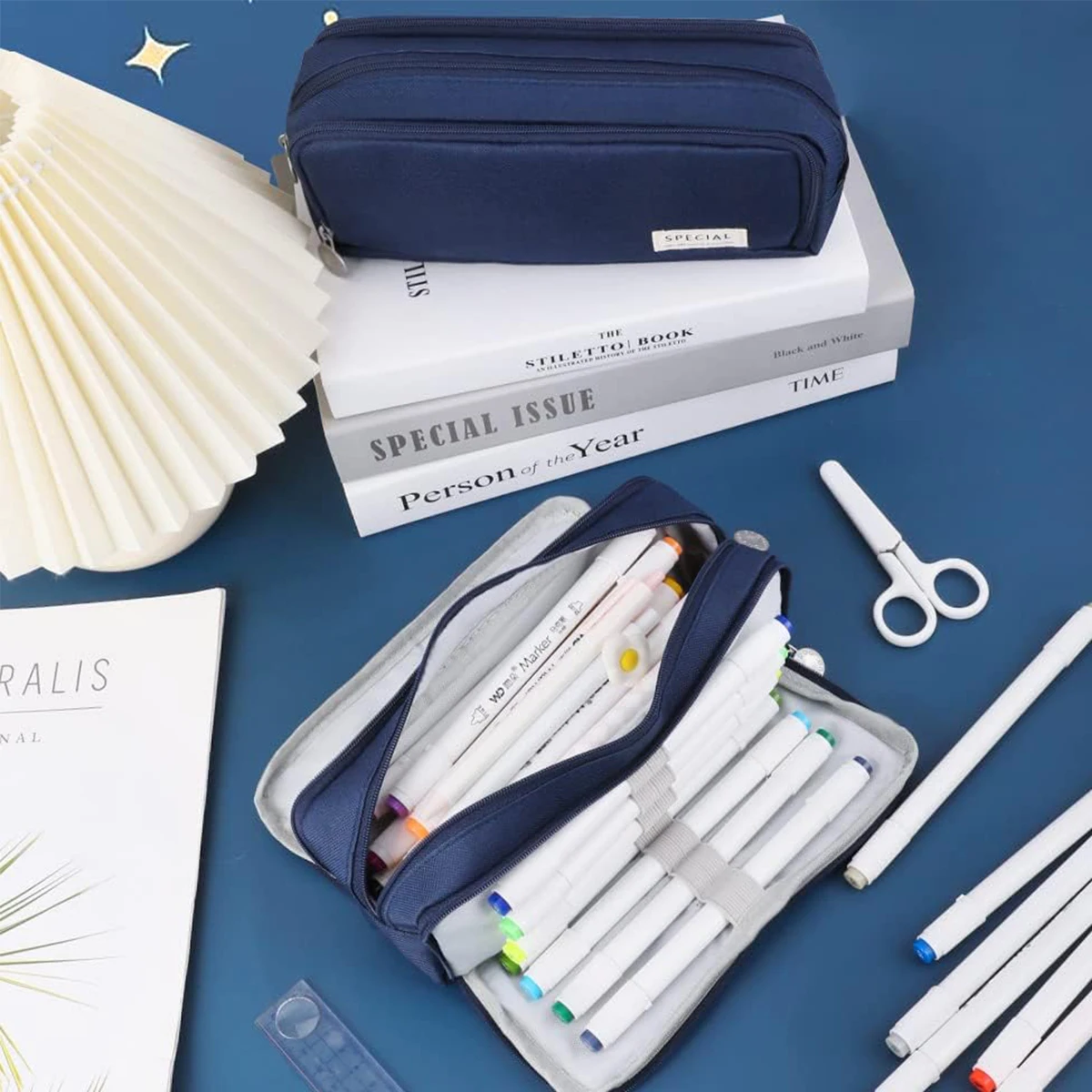 3-layer Pencil Case Large Capacity Simple Stationery Box New High-value Girl Cosmetic Bag Storage Supplies Stationery