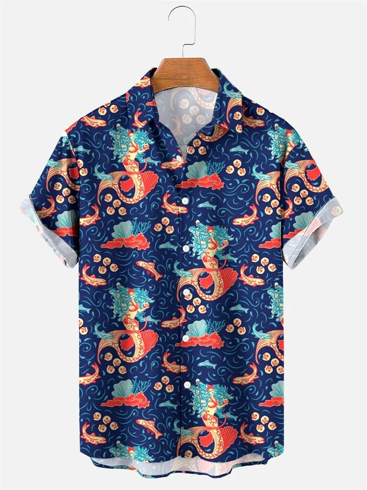 

2026 Summer Chinese Style Men's Shirt Short Sleeve Hawaiian Oversized Y2k Tops Clothes Streetwear Dazn High Quality Luxury Sale