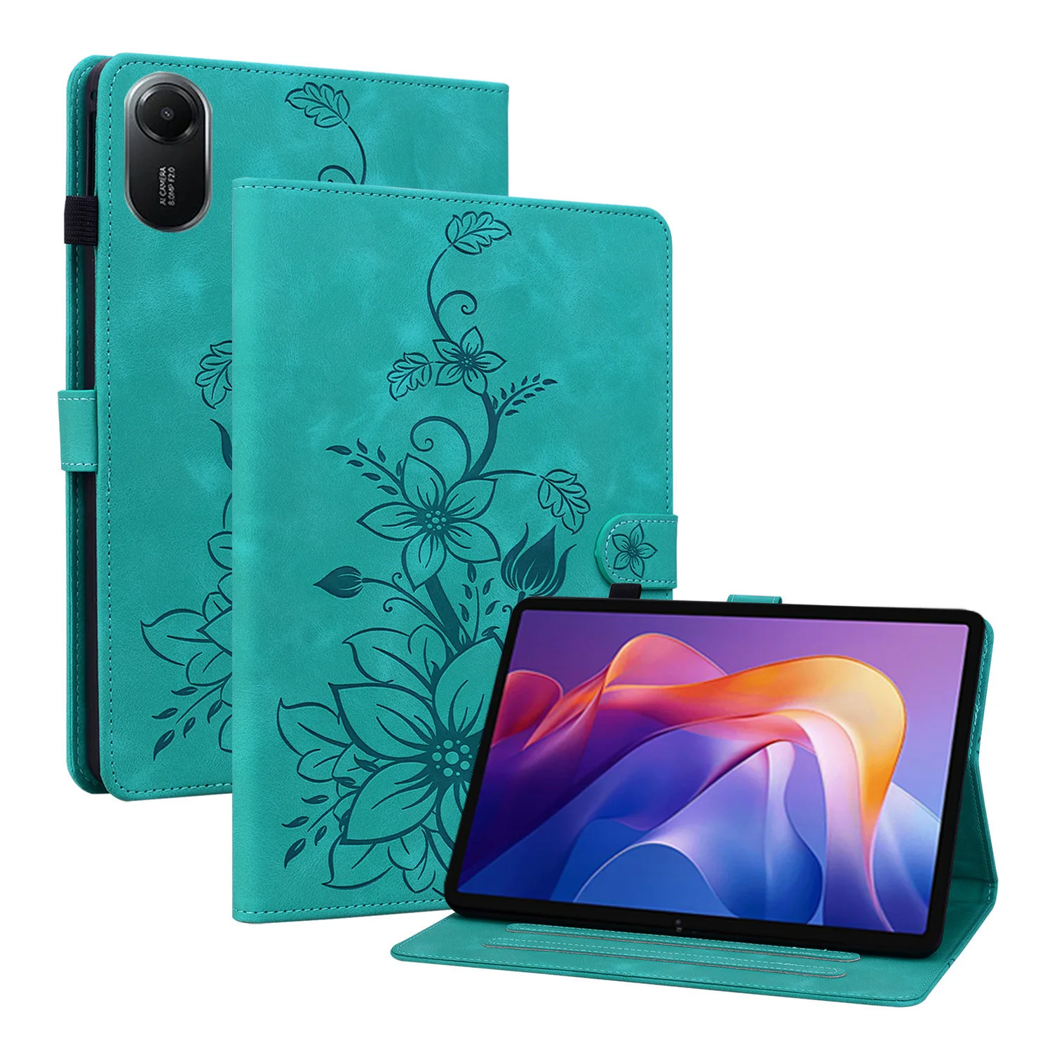

Emboss PU Leather Case for Xiaomi Redmi Pad 2 2025 11.0 inch Model 25040RP0AG 25040RP0AI Stand Cover With Card Slots Shockproof