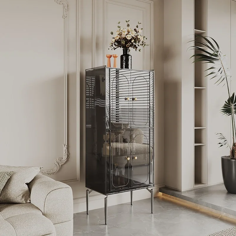 HYS Italian minimalist wine cabinet acrylic side cabinet, entrance cabinet, sofa side cabinet against the wall, light luxury