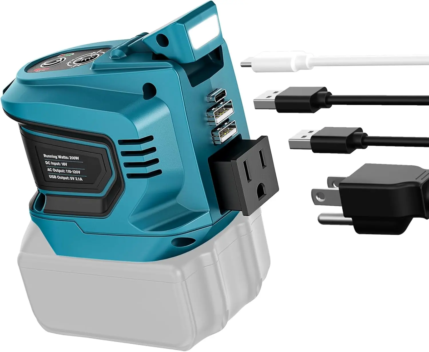 

Power Inverter for Makita Battery: Ecarke Portable Power Supply Inverter Convert - 200W DC 18V to AC120V Battery Powered Outlet