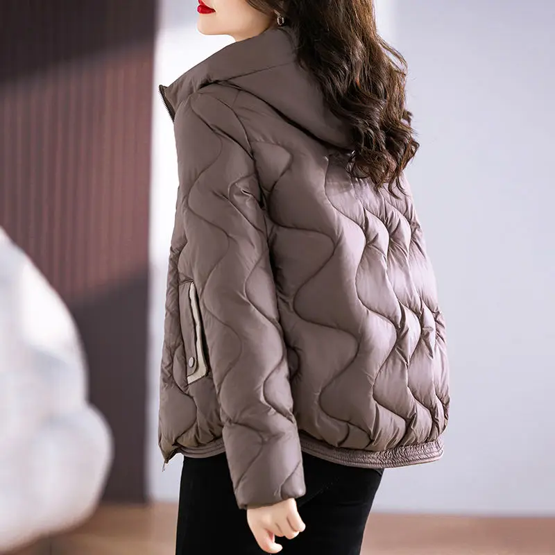 Parkas de longitud media para mujer, abrigo de algodón con cuello de pie, chaquetas informales gruesas y cálidas a prueba de viento, novedad de invierno, 2024