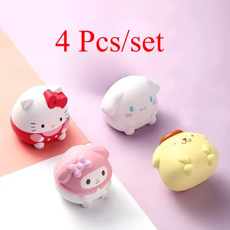 

4 Pcs Sanrio Hello Kitty Decompression Toy Kuromi Melody Model Soft Slow Rebound Doll Cartoon Children's Figure Toy Healing Gift