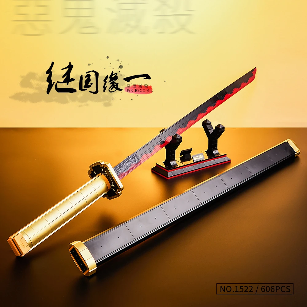 

Anime Character Tsugikuni Yoriichi Handheld Weapon Nichirin Sword Bricks Toys Building Blocks Assembly Knife Model