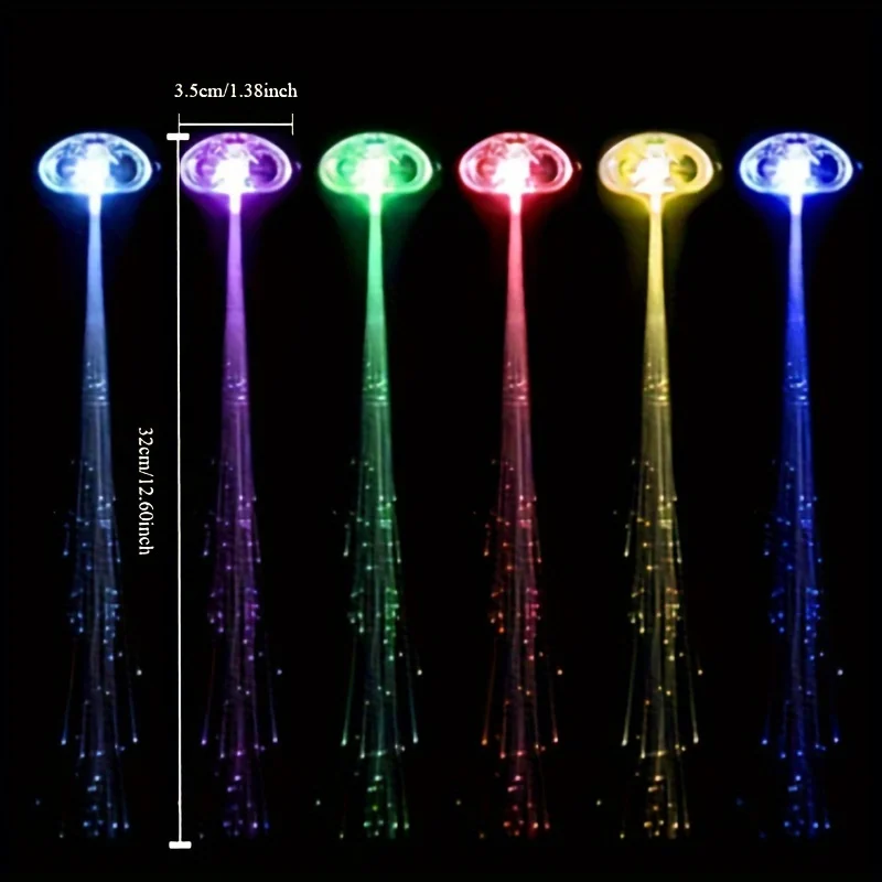 10 قطع من ضفائر الفراشة الملونة بإضاءة LED، الضفائر المتوهجة، مشابك شعر مجدول من الألياف اللامعة، الضفائر اللامعة، فساتين عصرية #2