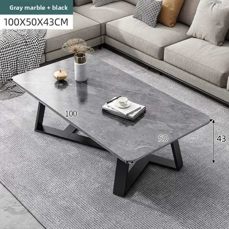 New model Coffee table Italian light luxury living room sofa tea table marble pattern small low table small apartment edge table